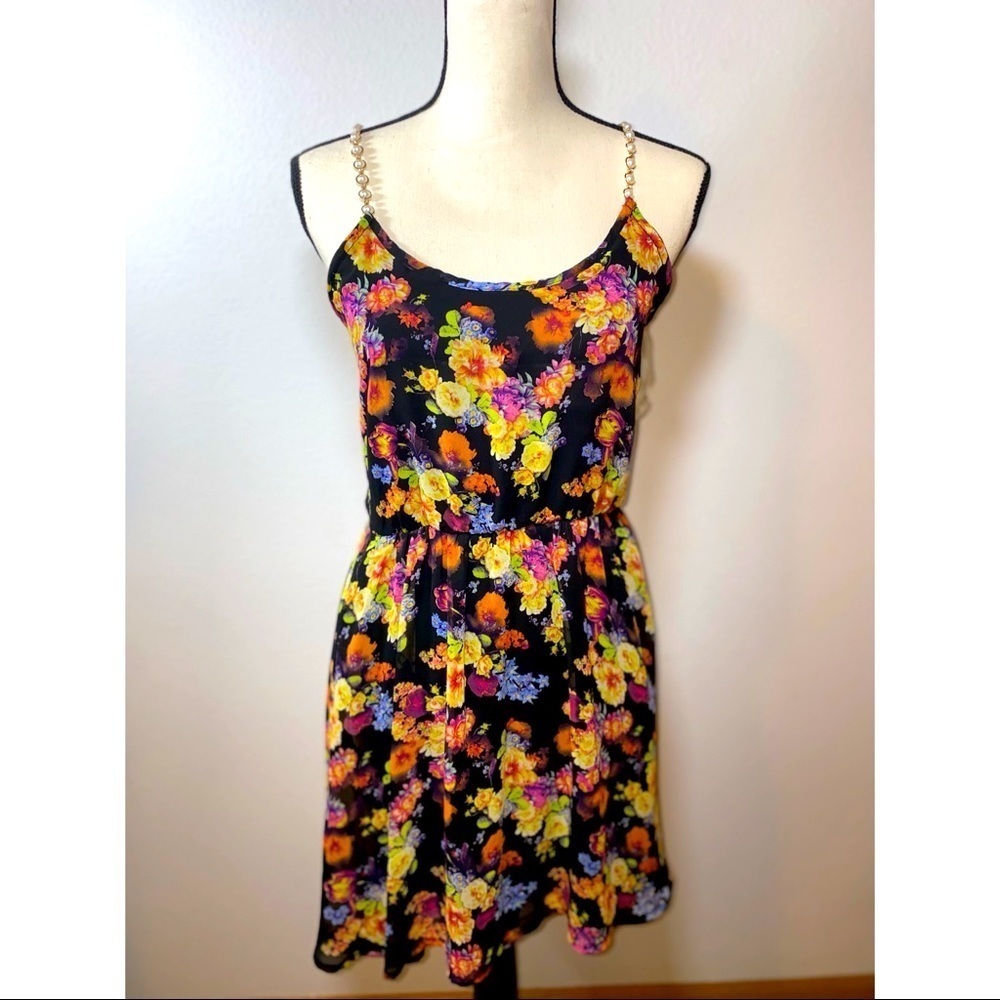 Floral Dress W/ Pearl Straps